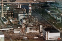 Blick auf den zerstörten Reaktor im ehemaligen Kernkraftwerk Tschernobyl in der Ukraine